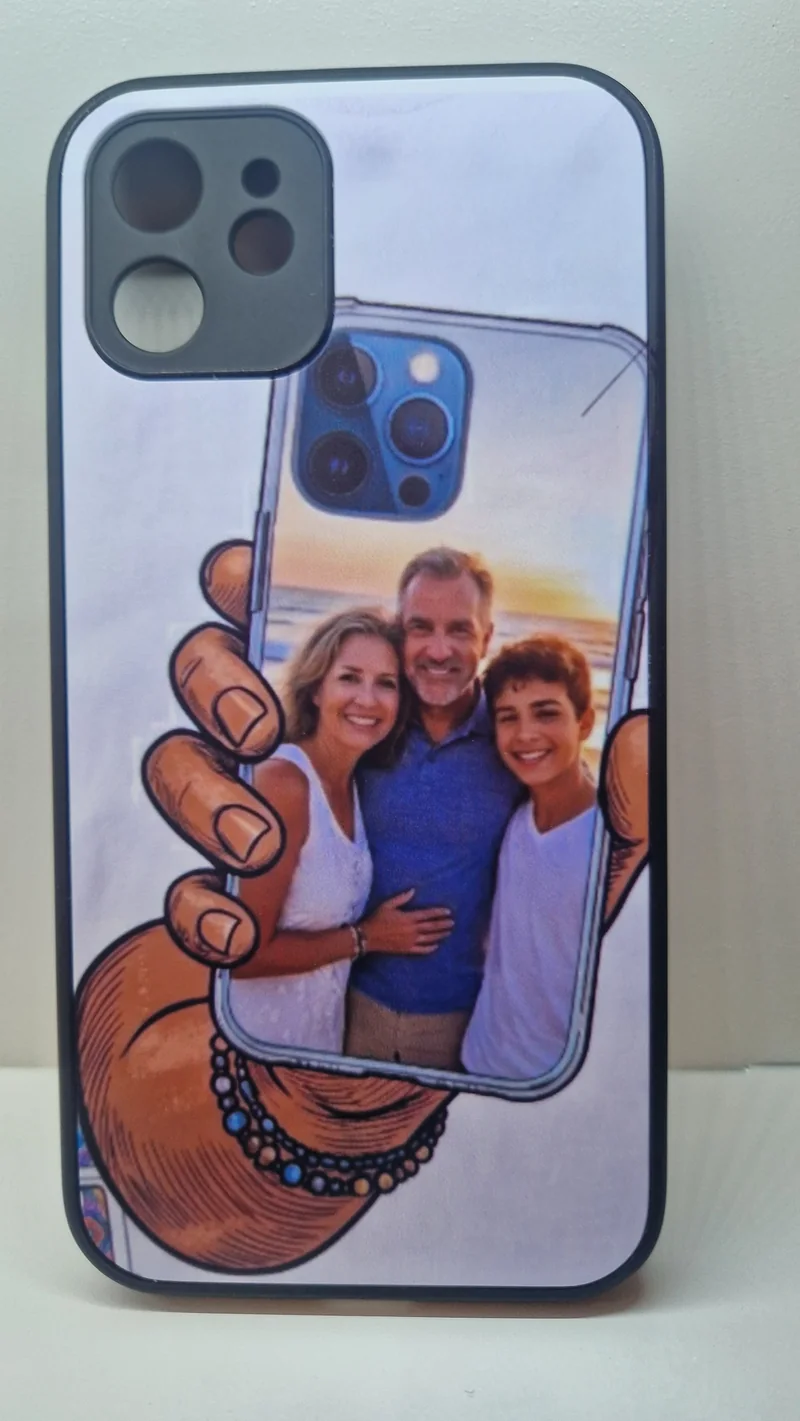 Funda impresa con una foto de familia